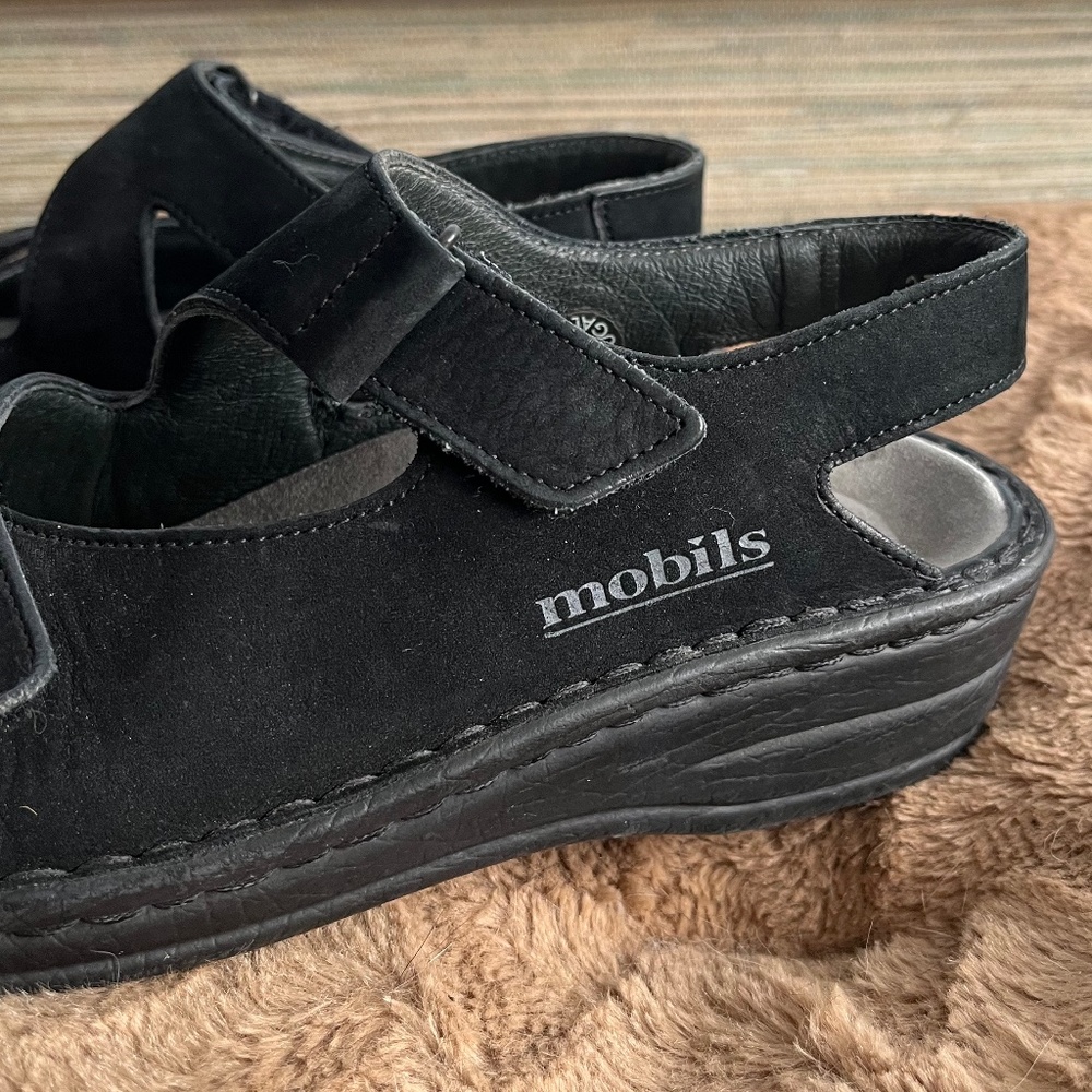 Mephisto Mobils Hand Made Black Walking Sandal Size 38 - Picture 6 of 13